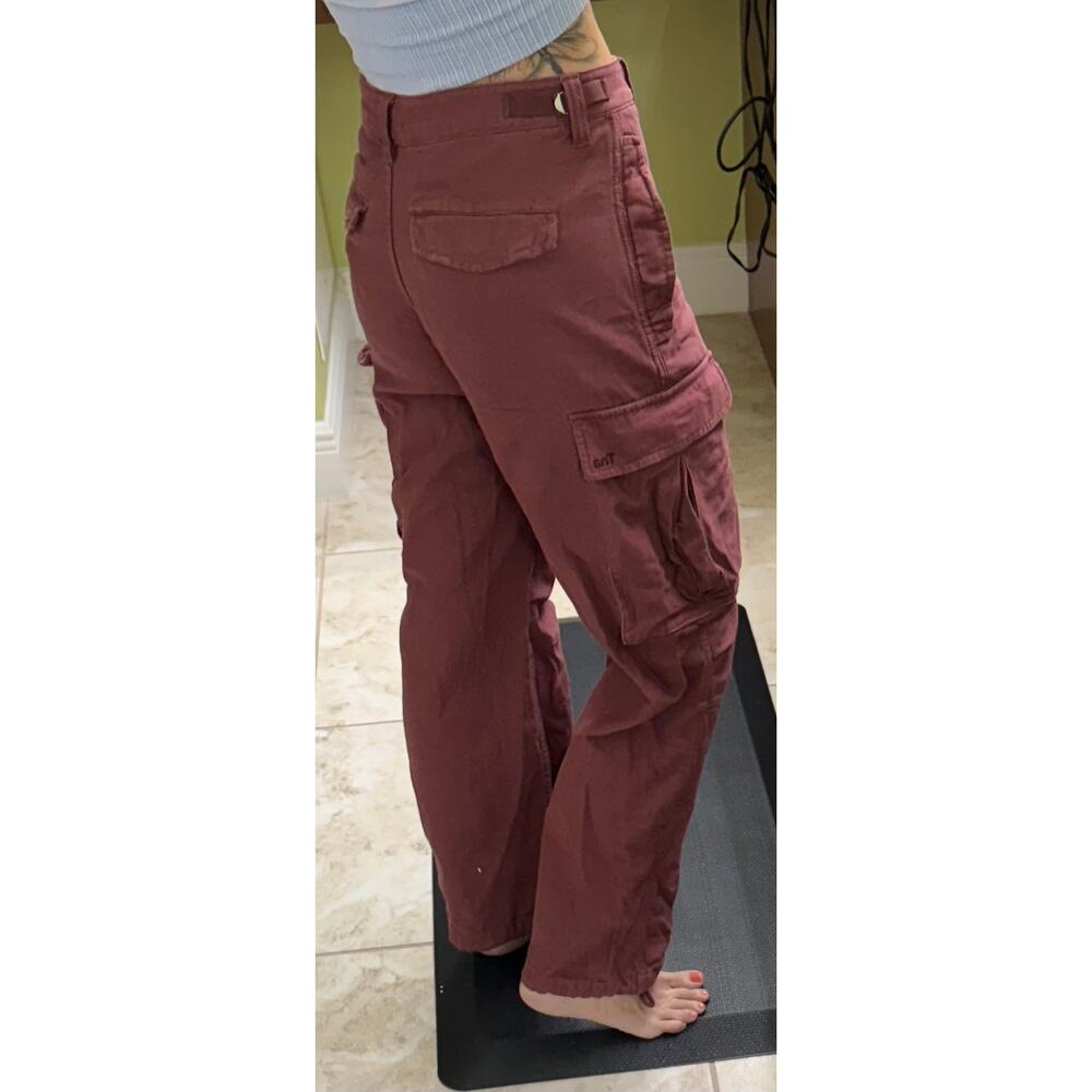 Artiza TNA cargo size 4 burgundy pants high rise ankle joggers cotton maroon - Picture 6 of 9